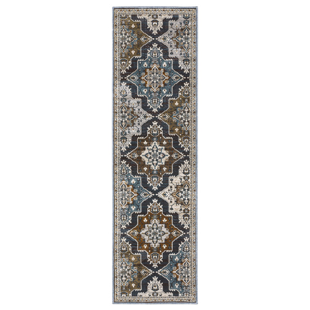 Oriental Weavers Sphinx Ellington Ell07 Blue/ Rust Rug - 2'3"x7'6" runner view