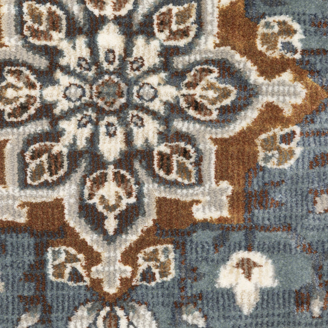 Oriental Weavers Sphinx Ellington Ell07 Blue/ Rust Rug - close-up detail