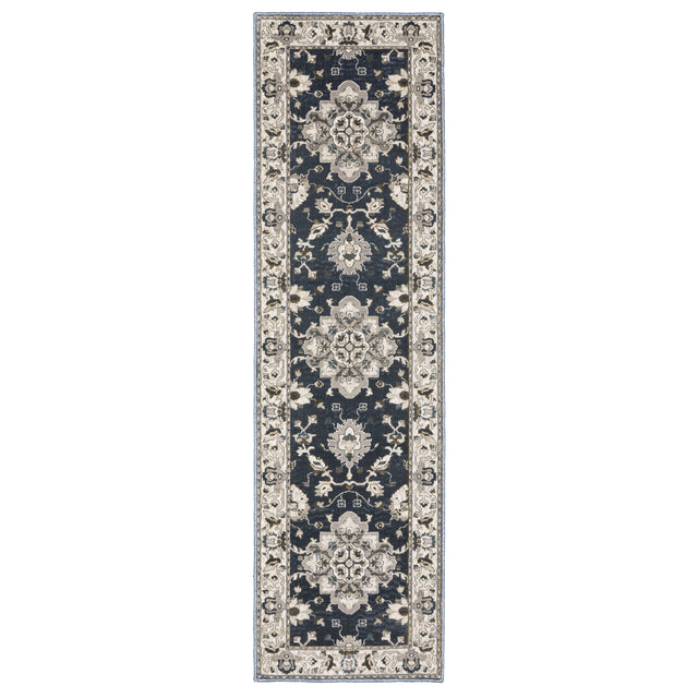 Oriental Weavers Sphinx Ellington Ell08 Blue/ Beige Rug - 2'3"x7'6" runner view