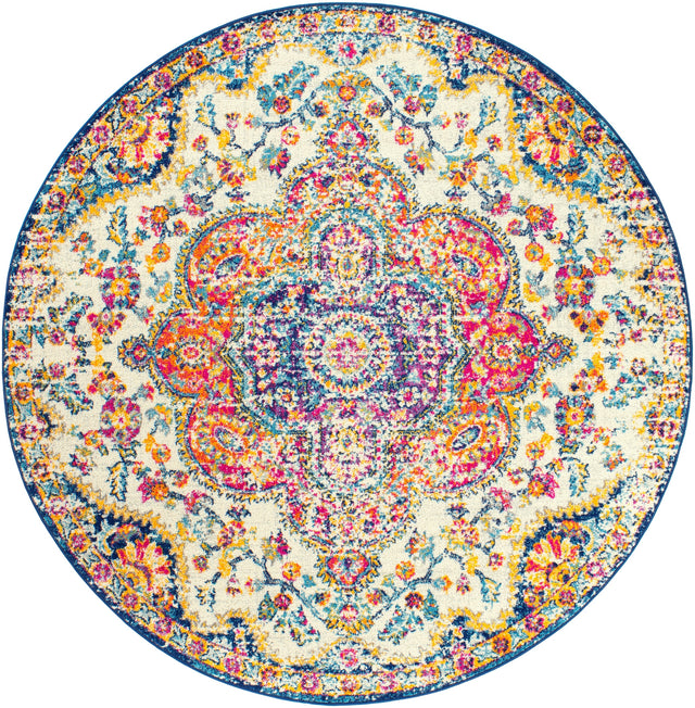 Surya Elaziz Elz-2335 Fuchsia, Mustard, Dark Blue, Sky Blue, Gray, Orange Rug.