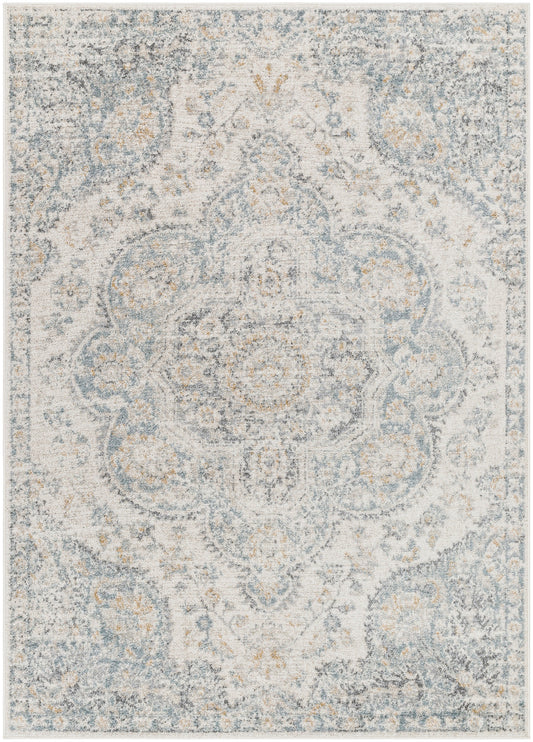 Surya Elaziz Elz-2370 Cream, Light Beige, Medium Gray, Blue, Charcoal, Amber Area Rug