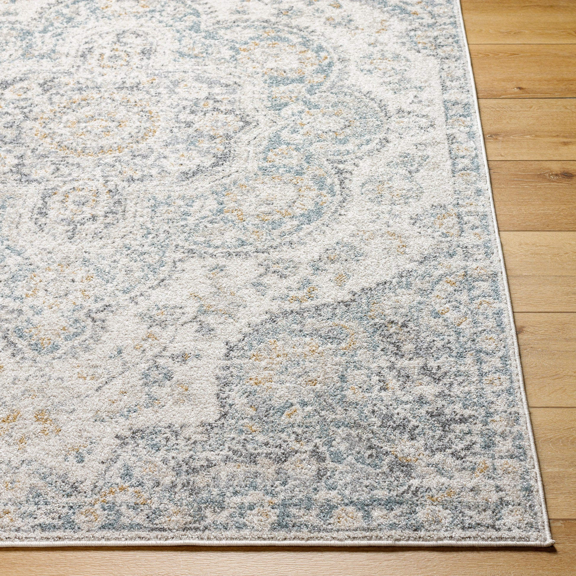 Surya Elaziz Elz-2370 Cream, Light Beige, Medium Gray, Blue, Charcoal, Amber Area Rug