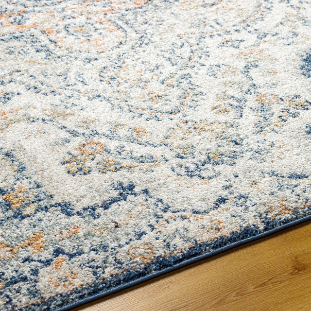 Surya Elaziz Elz-2373 Cream, Light Beige, Blue, Dark Blue, Amber, Dusty Coral Rug.