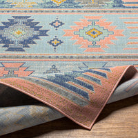 Surya Rafetus Ets-2357 Coral, Aqua, Cream, Dark Blue, Mustard, Gray Area Rug