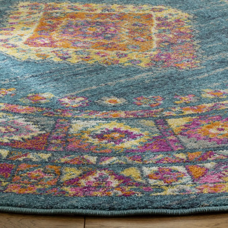 Safavieh Madison 6'-7" x 6'-7" Rug in Light Blue / Orange