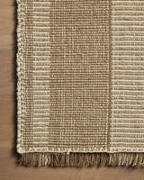 Loloi Sigrid SIG-01 Brown / Ivory Rug - corner on wood