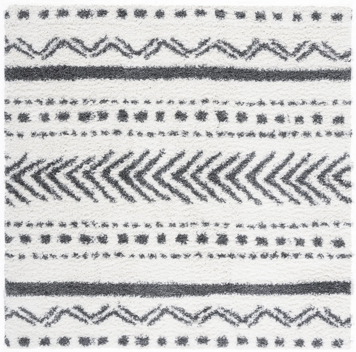 Safavieh Parma Shag 6'-7" x 6'-7" Rug in Ivory / Charcoal