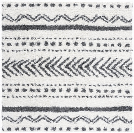 Safavieh Parma Shag 6'-7" x 6'-7" Rug in Ivory / Charcoal