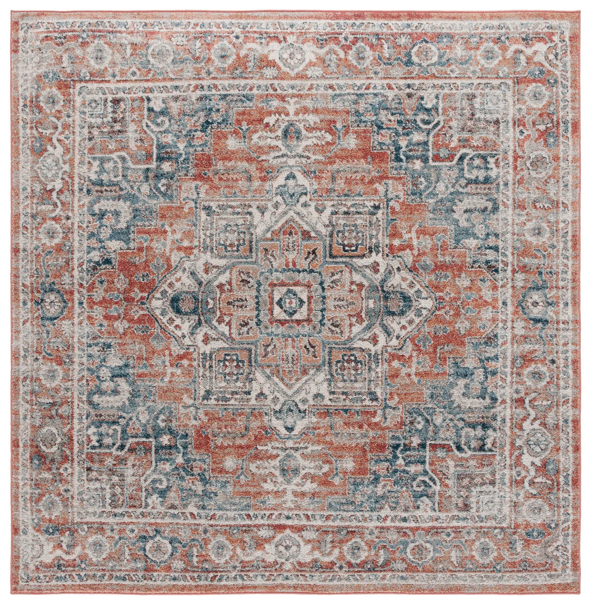 Safavieh Vintage Tabriz 6'-7" x 6'-7" Rug in Rust / Blue