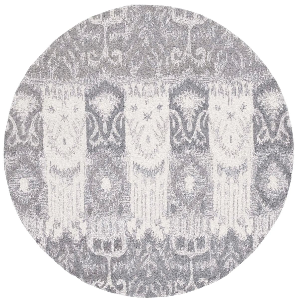 Safavieh Ikat 6'-0" x 6'-0" Rug in Grey / Ivory