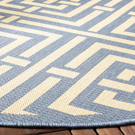 Safavieh Courtyard 5'-3" x 5'-3" Rug in Blue / Bone