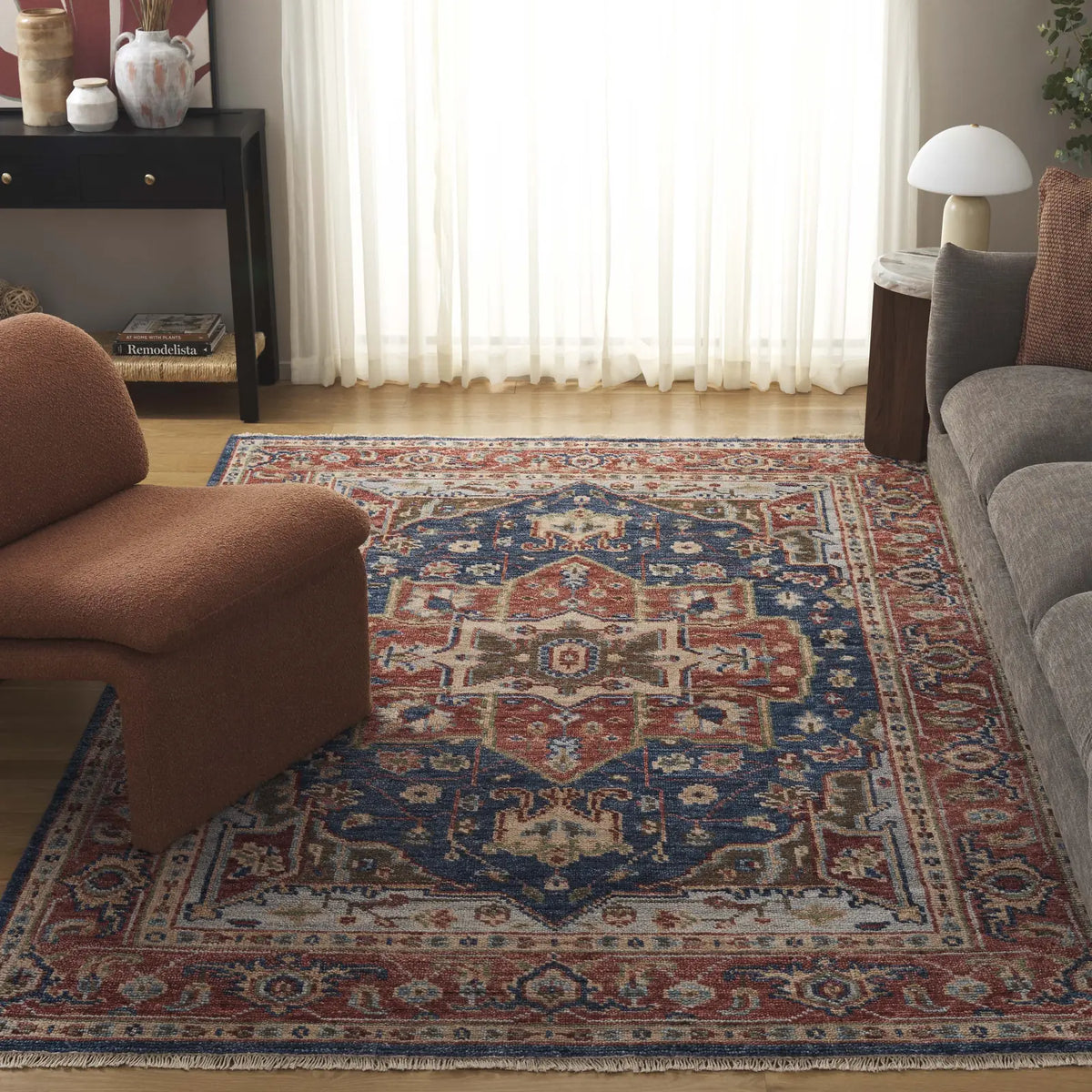 Safavieh Samarkand 6'-0" x 9'-0" Rug in Navy / Rust