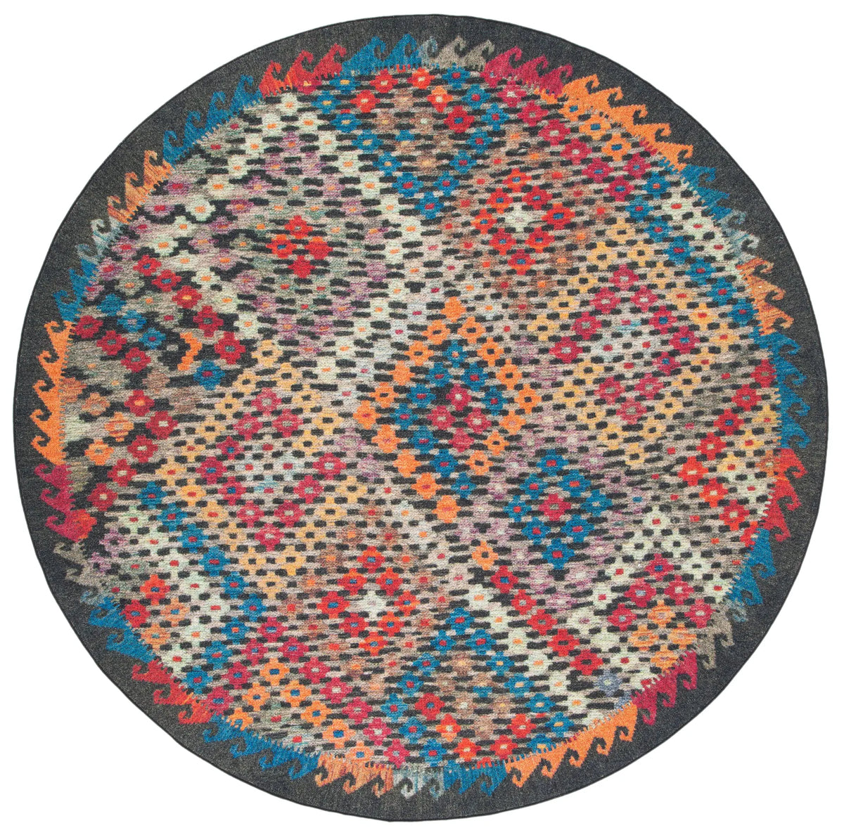Safavieh Journey 6'-7" x 6'-7" Rug in Charcoal / Red