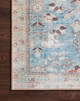 Loloi Wynter Wyn-06 Teal/Multi Rugs - corner on wood