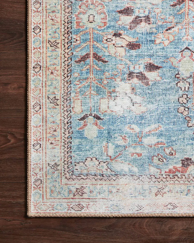 Loloi Wynter Wyn-06 Teal/Multi Rugs - corner on wood