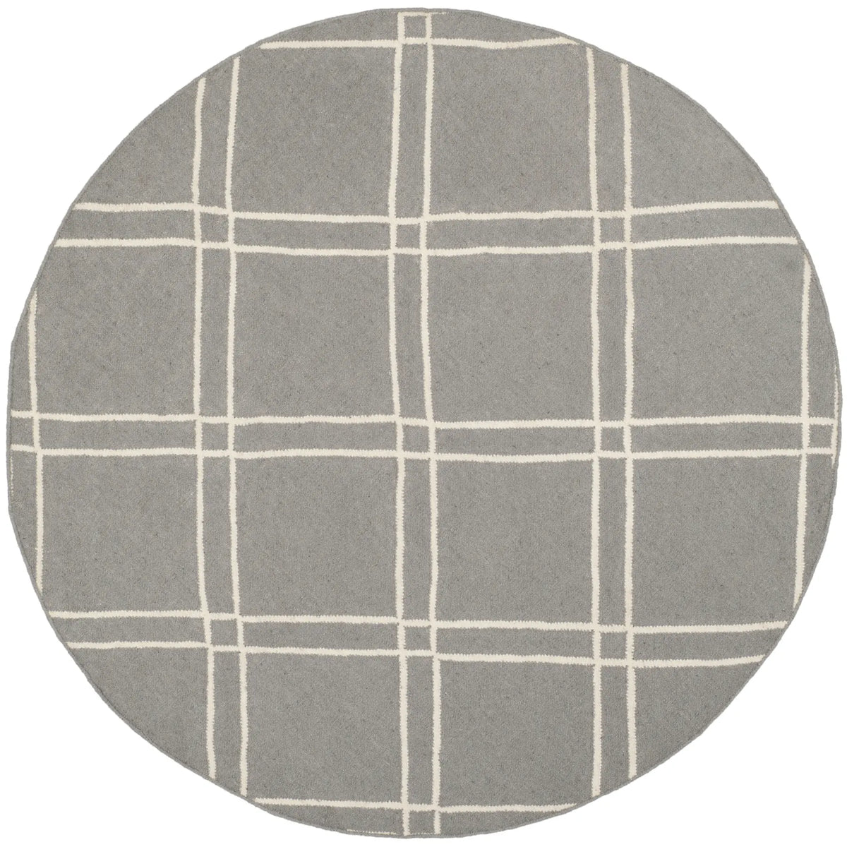 Safavieh Dhurries 6'-0" x 6'-0" Rug in Grey / Ivory