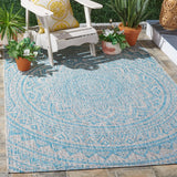 Safavieh Courtyard 4'-0" x 5'-7" Rug in Light Grey / Aqua