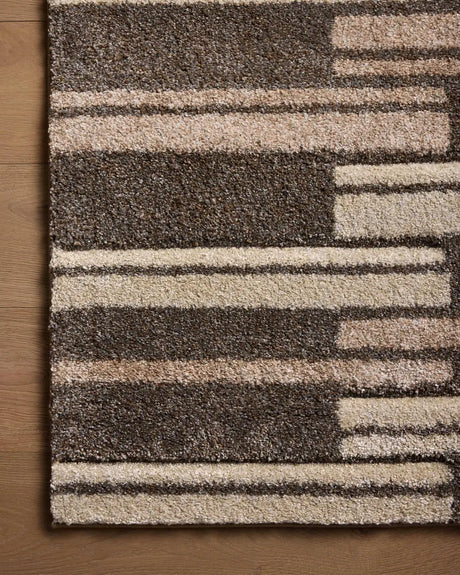 Loloi Silas Sla-08 Mocha/Champagne Rug - corner on wood