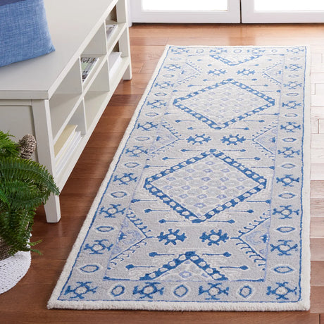 Safavieh Micro-Loop 2'-3" x 7'-0" Rug in Light Grey / Blue