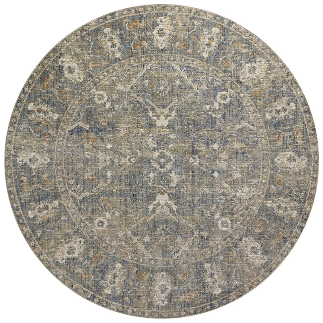 Chris Loves Julia x Loloi Rosemarie ROE-03 Sand / Lagoon Rug - round flat