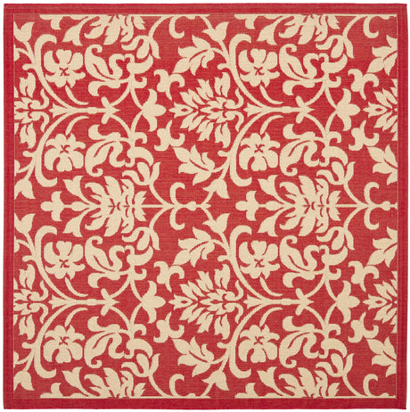 Safavieh Courtyard 6'-7" x 6'-7" Rug in Red / Natural