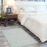 Nourison Courtyard COU01 Machine Made Ivory, Aqua Rug