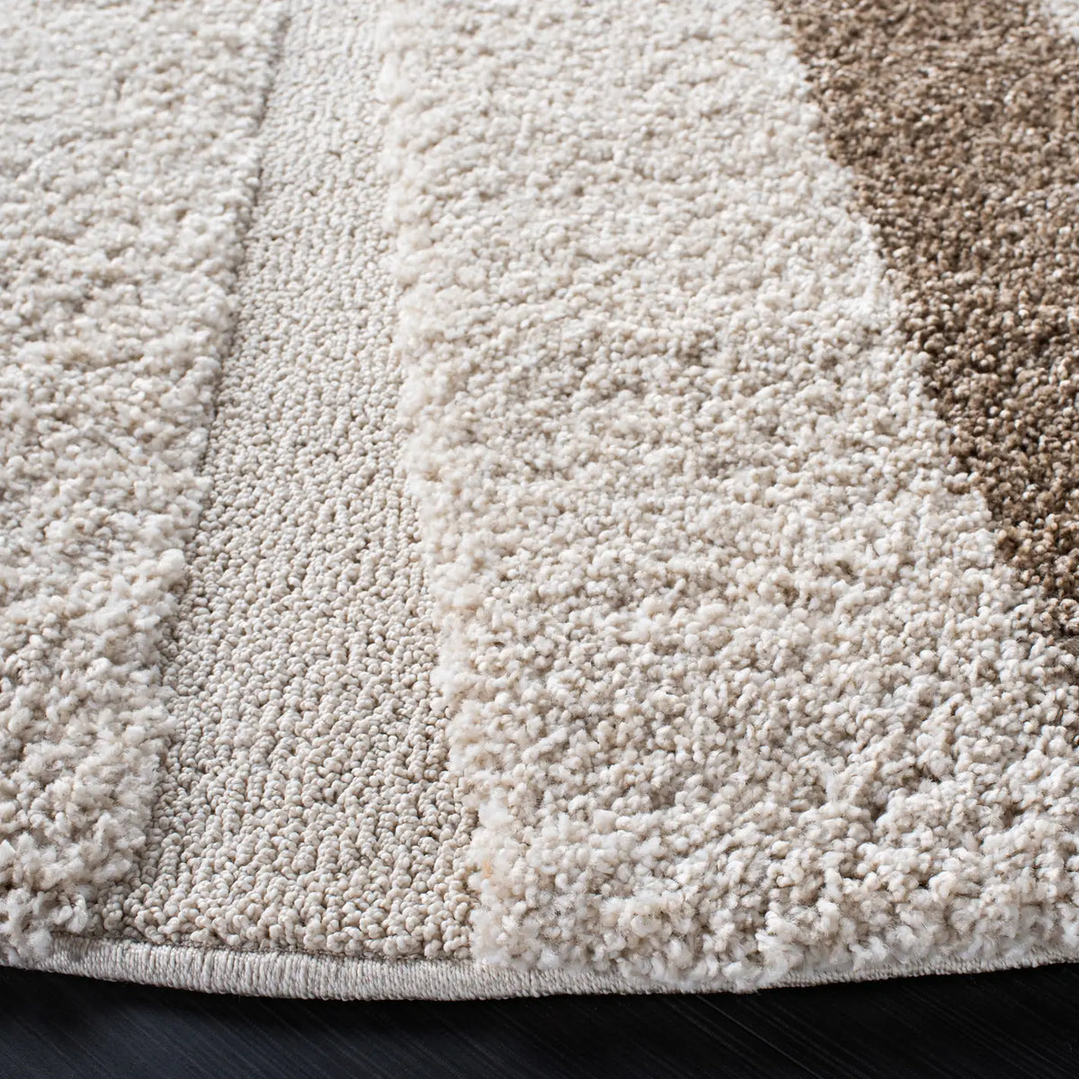 Safavieh Florida Shag 5'-0" x 5'-0" Rug in Cream / Dark Brown