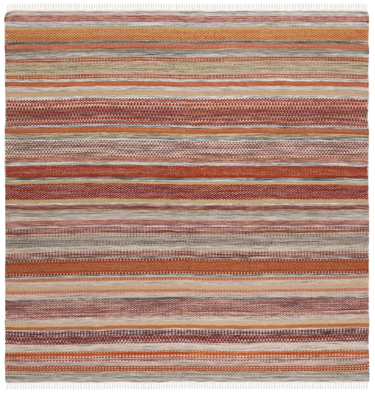 Safavieh Striped Kilim 7'-0" x 7'-0" Rug in Beige