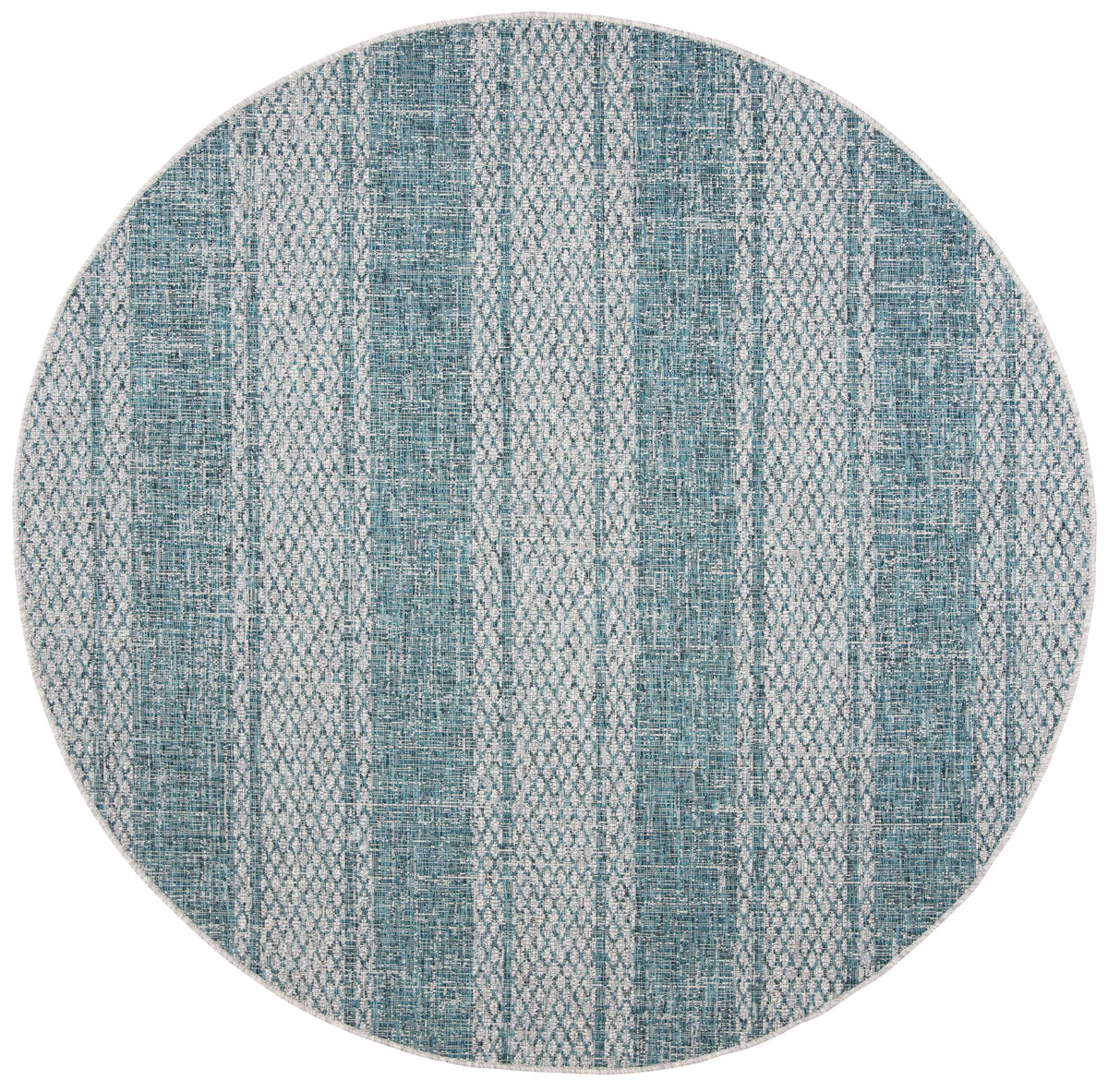 Safavieh Courtyard 5'-3" x 5'-3" Rug in Light Grey / Teal