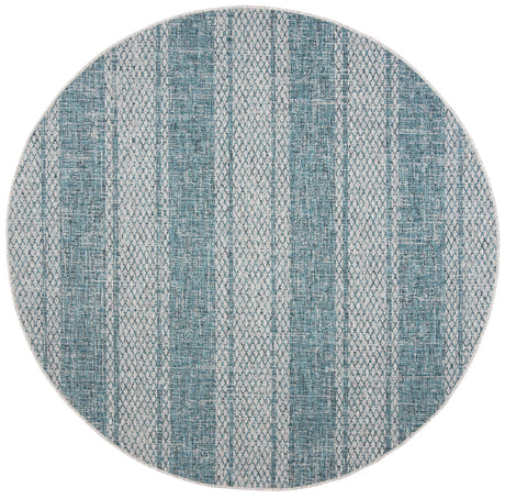 Safavieh Courtyard 5'-3" x 5'-3" Rug in Light Grey / Teal