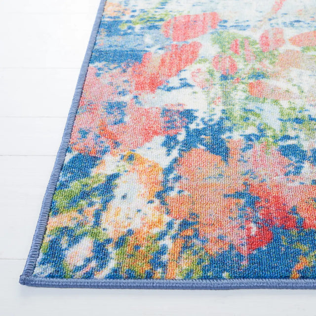Safavieh Paint Brush 4'-4" x 6'-0" Rug in Navy / Orange