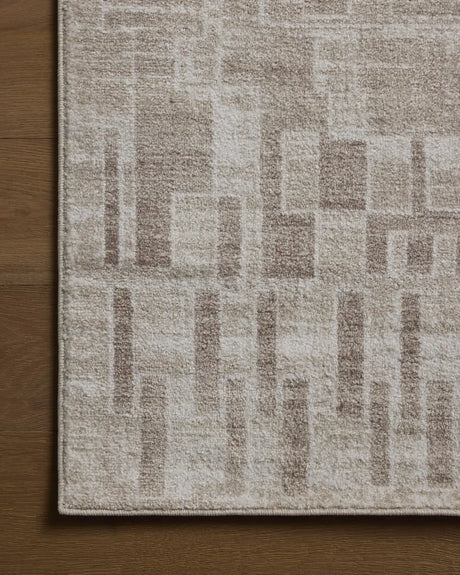 Loloi Lune LUN-02 Ivory / Mushroom Rug - corner on wood