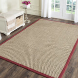 Safavieh Natural Fiber 5'-0" x 8'-0" Rug in Natural / Burgundy Red