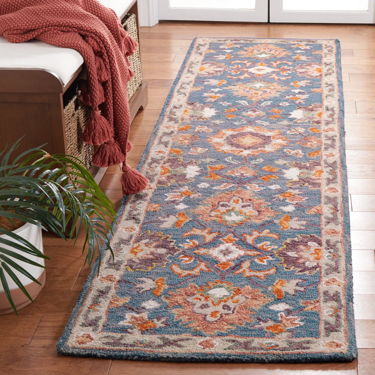 Safavieh Aspen 2'-3" x 9'-0" Rug in Blue / Rust