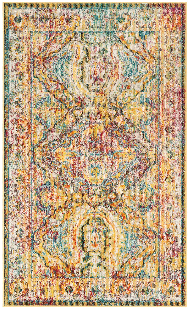 Safavieh Crystal 3'-0" x 5'-0" Rug in Light Blue / Orange