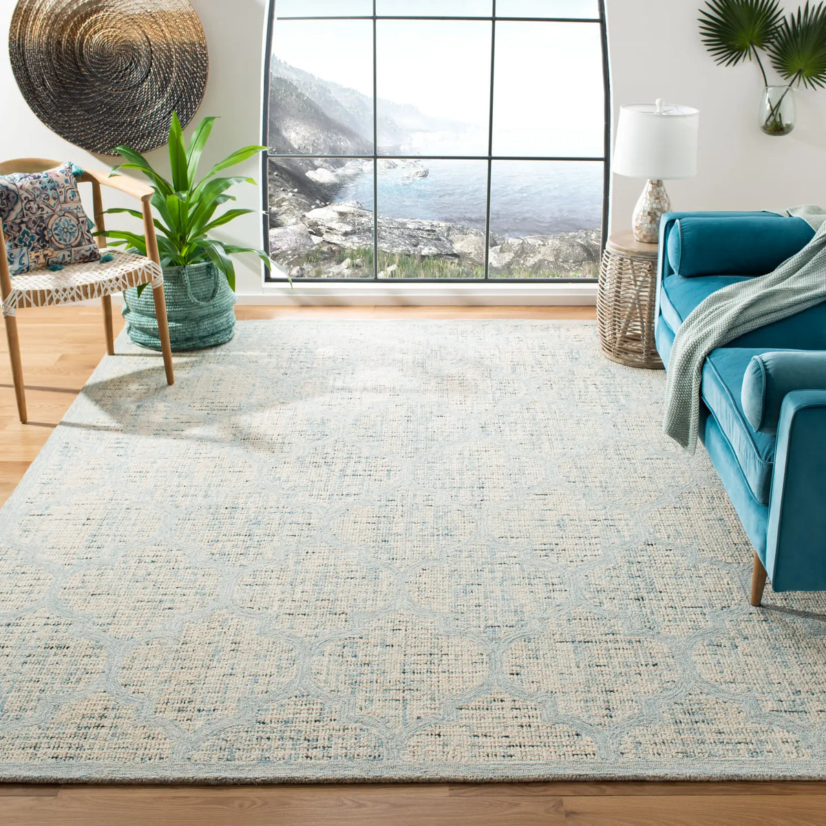 Safavieh Abstract 10'-0" x 14'-0" Rug in Ivory / Turquoise