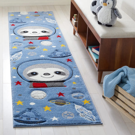 Safavieh Carousel Kids 100 2'-0" x 8'-0" Rug in Blue / Grey