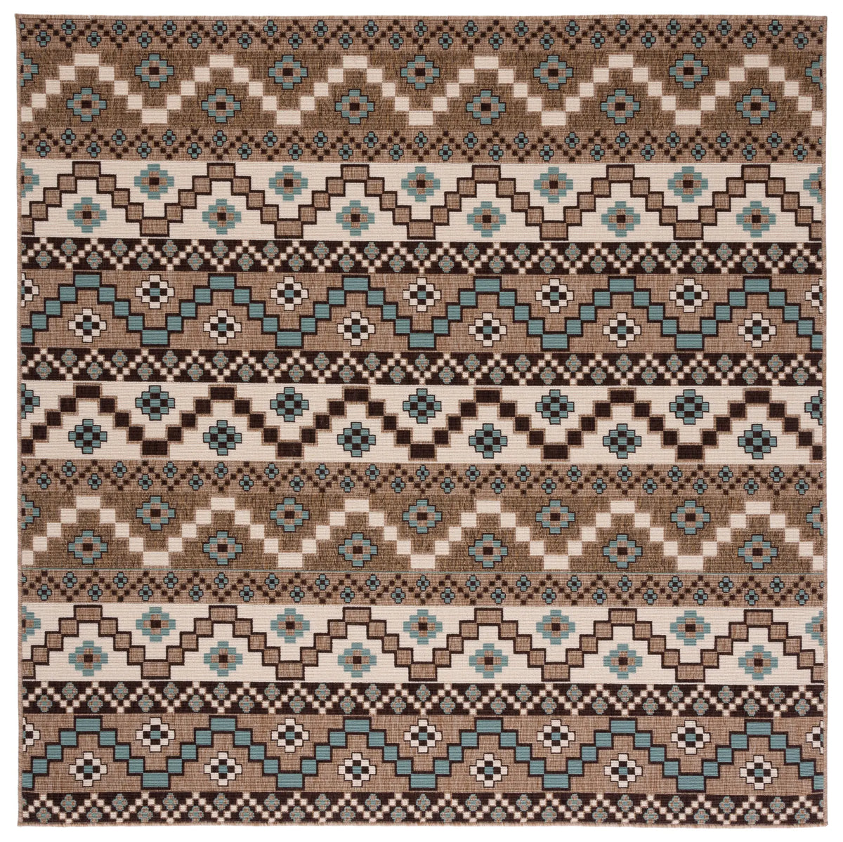 Safavieh Veranda 6'-7" x 6'-7" Rug in Creme / Brown