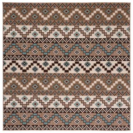 Safavieh Veranda 6'-7" x 6'-7" Rug in Creme / Brown