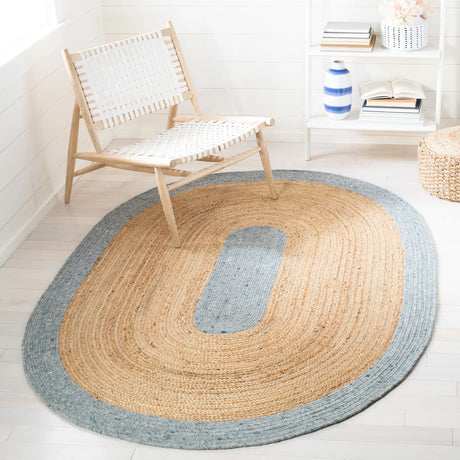 Safavieh Braided 5'-0" x 7'-0" Rug in Light Blue / Gold