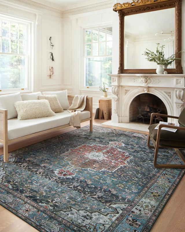 Loloi Margot Mat-05 Ocean/Brick Rugs - room scene 1