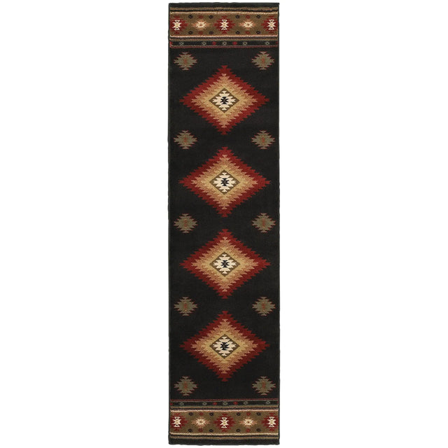 Oriental Weavers Sphinx Hudson 087g1 Black / Green Rugs - runner