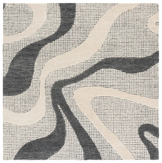 Safavieh Ebony 6'-0" x 6'-0" Rug in Charcoal / Ivory