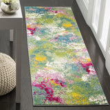 Safavieh Watercolor 2'-3" x 10'-0" Rug in Green / Fuchsia