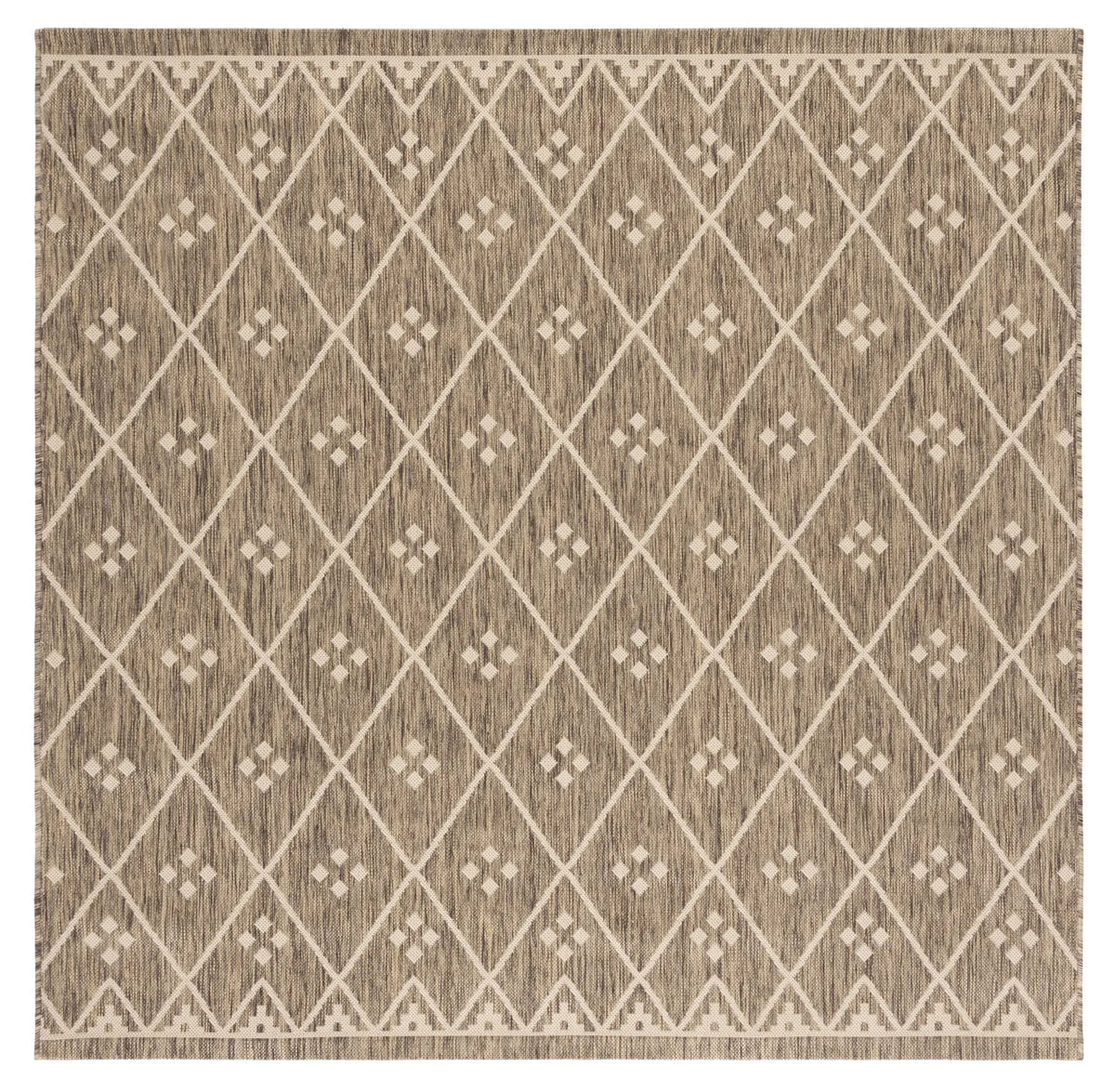 Safavieh Courtyard 6'-7" x 6'-7" Rug in Brown / Light Beige