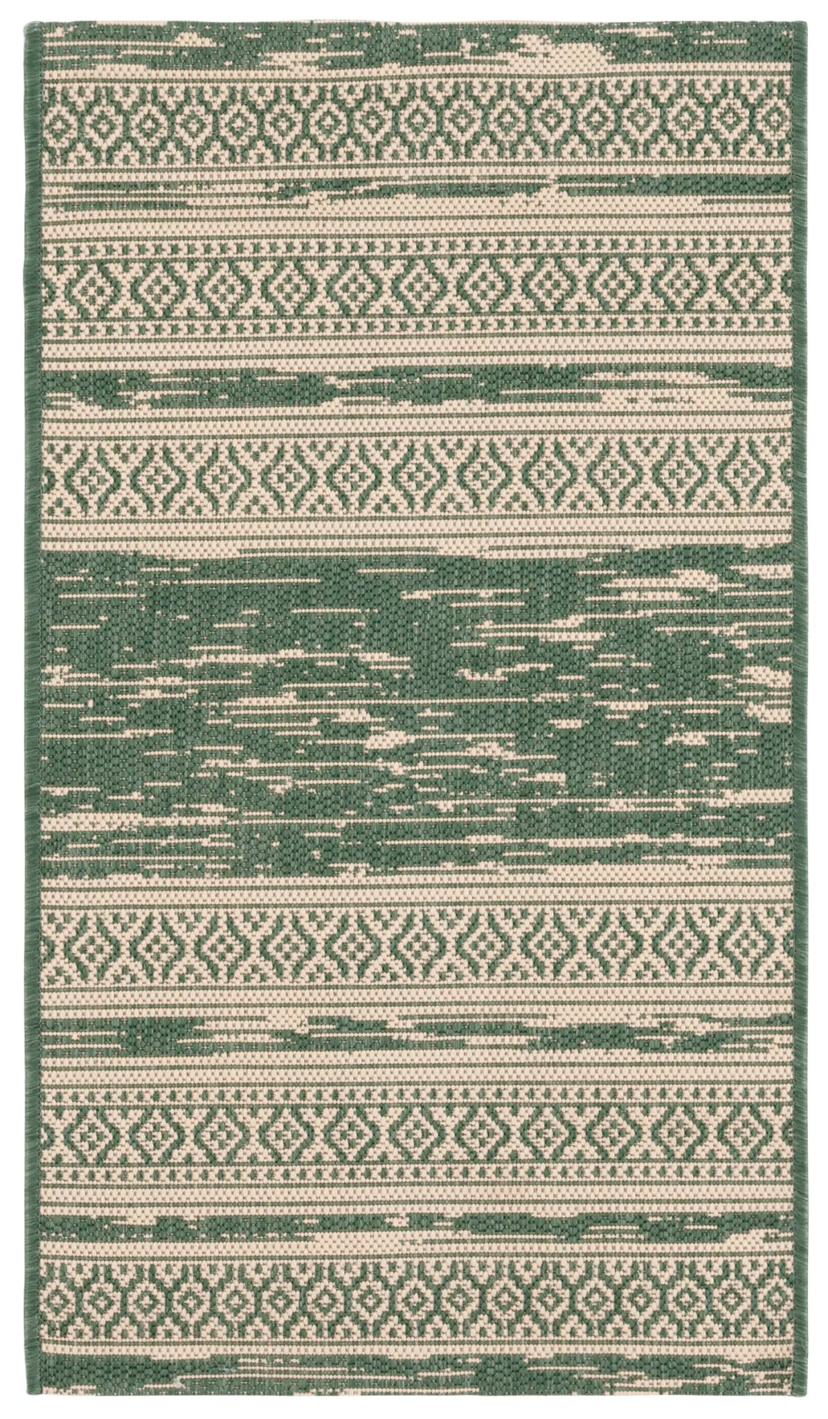 Safavieh Courtyard 2'-0" x 3'-7" Rug in Dark Green / Beige
