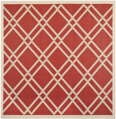 Safavieh Courtyard 7'-10" x 7'-10" Rug in Red / Bone