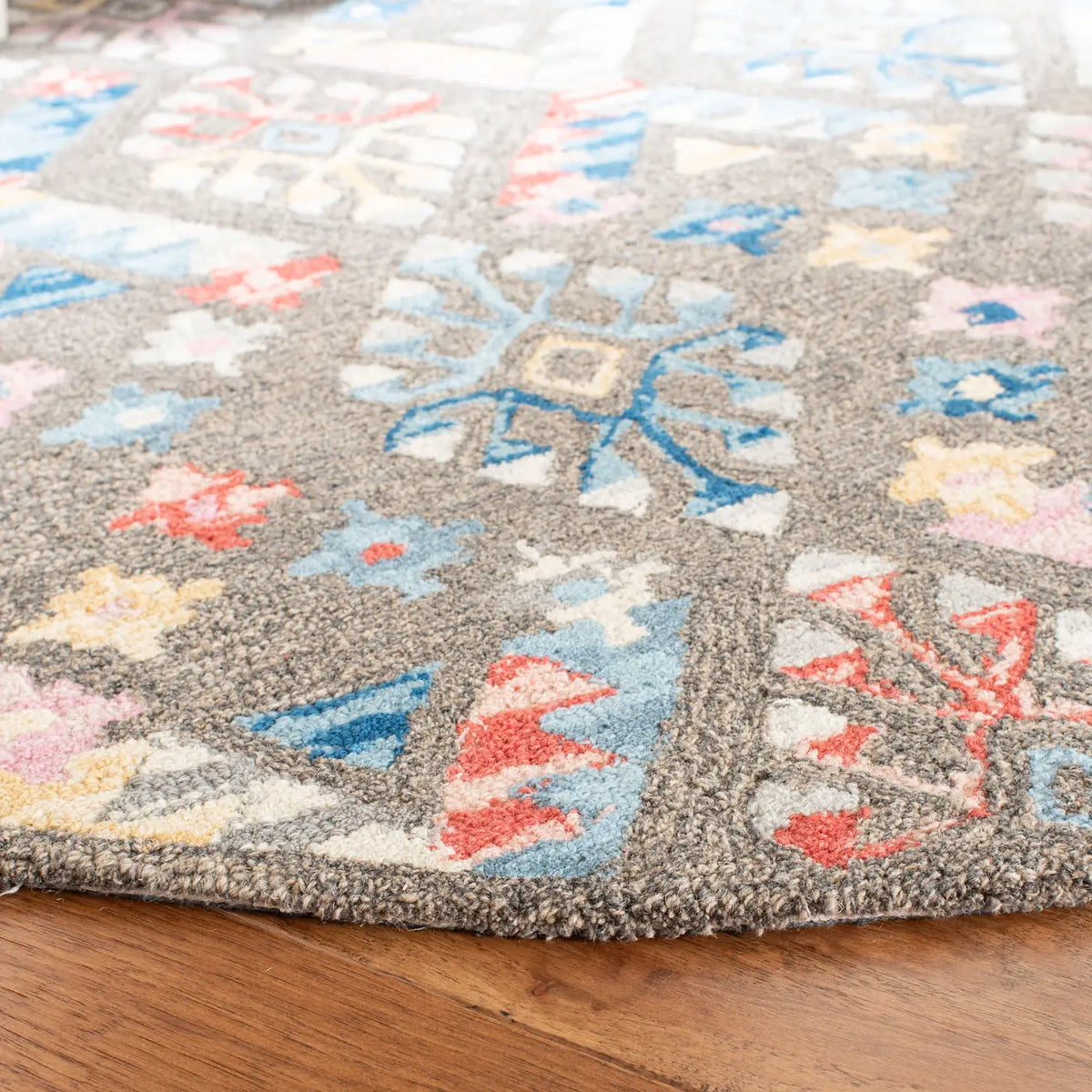 Safavieh Micro-Loop 5'-0" x 5'-0" Rug in Grey / Blue