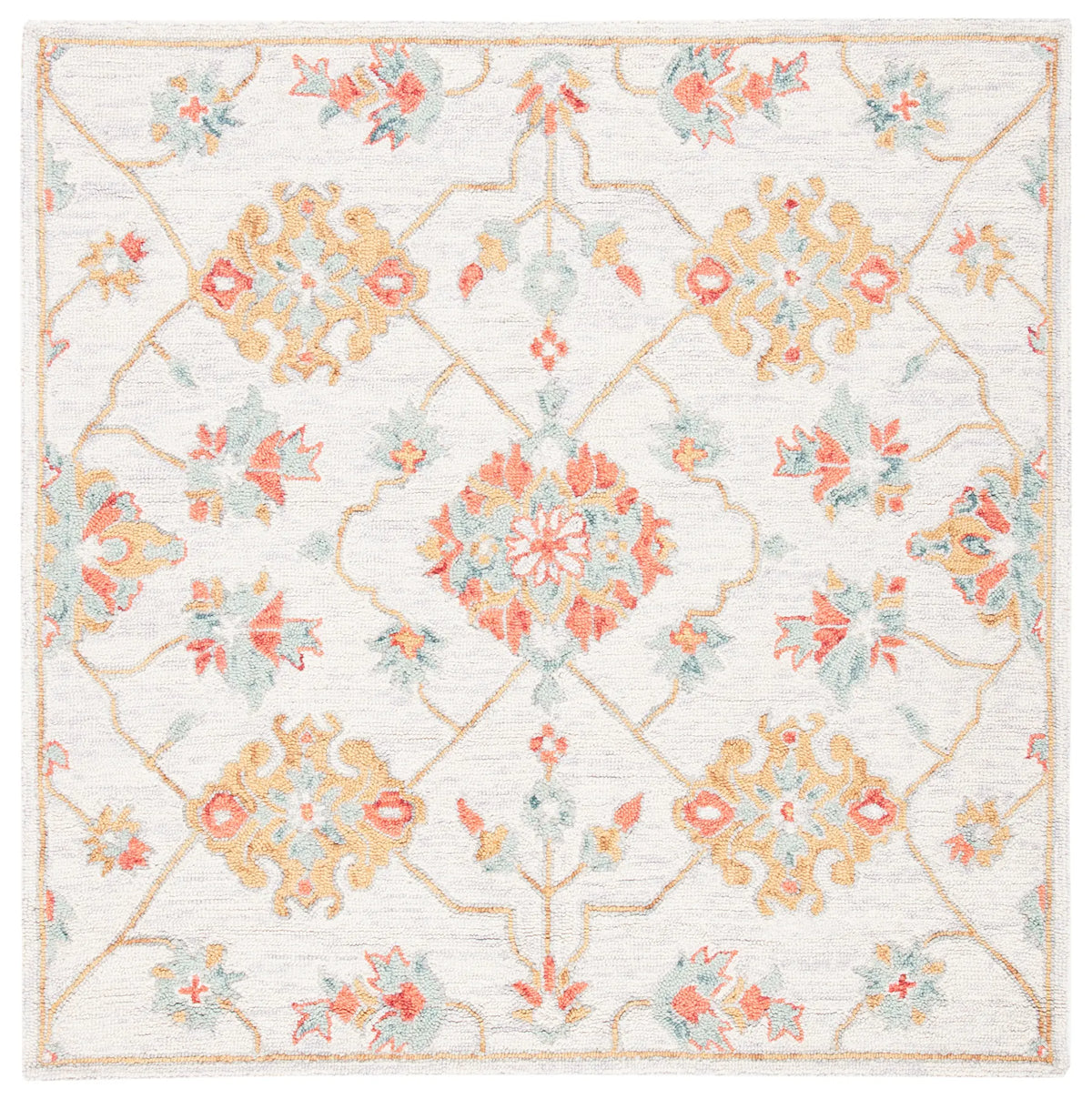 Safavieh Micro-Loop 5'-0" x 5'-0" Rug in Silver / Red