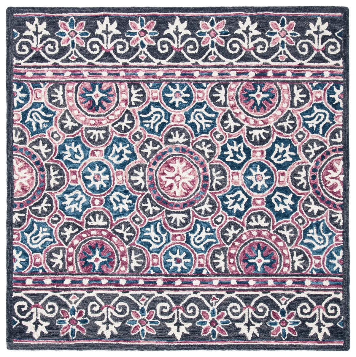 Safavieh Micro-Loop 5'-0" x 5'-0" Rug in Ivory / Pink